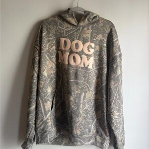 Dog Mom Camo Hoodie - Taupe/Olive